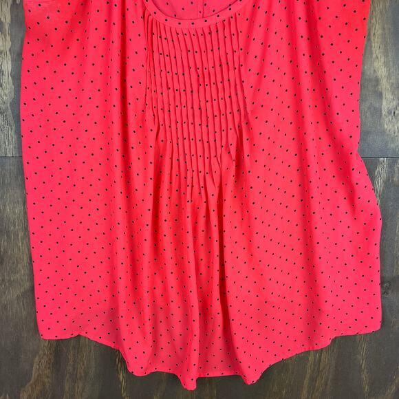 Torrid Womens Shirt Blush Red Blouse Polka Dot Tank Pleated Front Stretch 3 - Picture 3 of 9